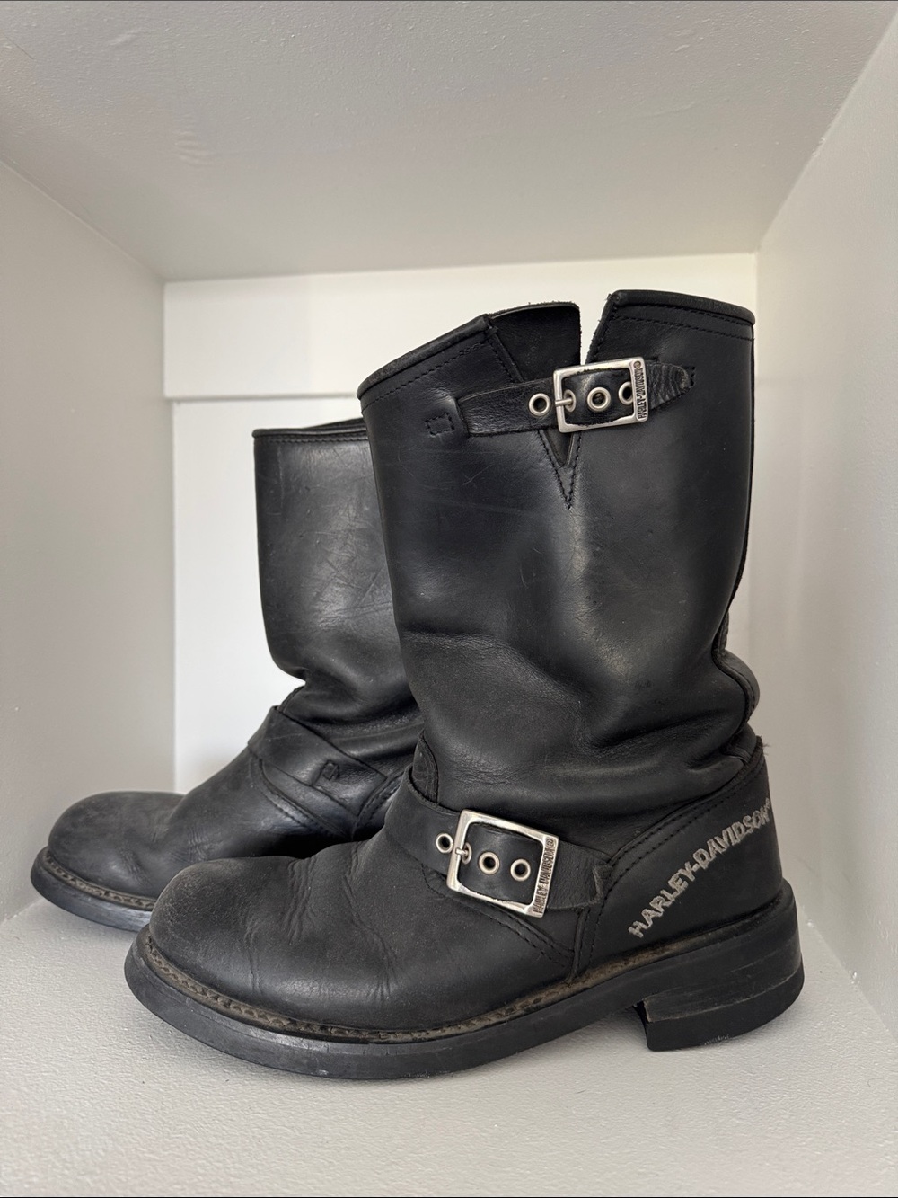 Harley-Davidson Black Leather Buckle Engineer Boots